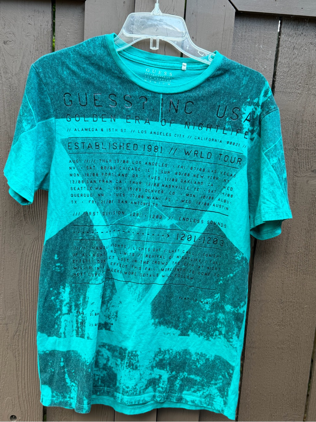 Guess Teal Graphic Logo T-Shirt Medium